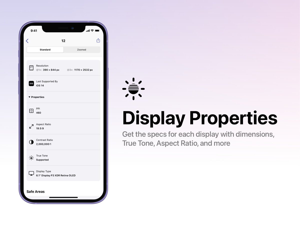 trevormkay's tweet image. Today I'm launching screensizes.app
A complete guide for Apple displays. With information like Display Properties, Safe Areas, Widget sizes, Notch sizes and more. Go ahead and add it to your Dock!
