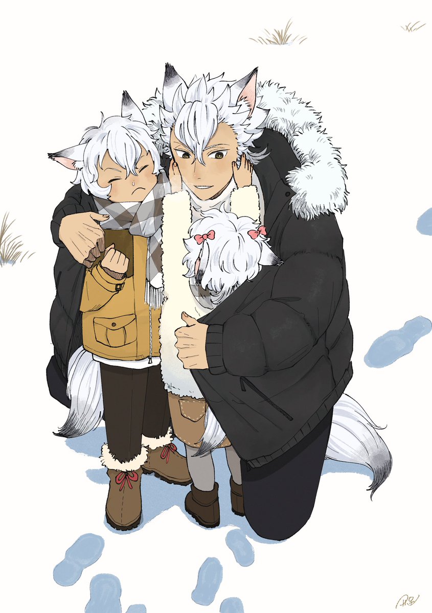 animal ears fur trim scarf tail pants fur-trimmed boots jacket  illustration images