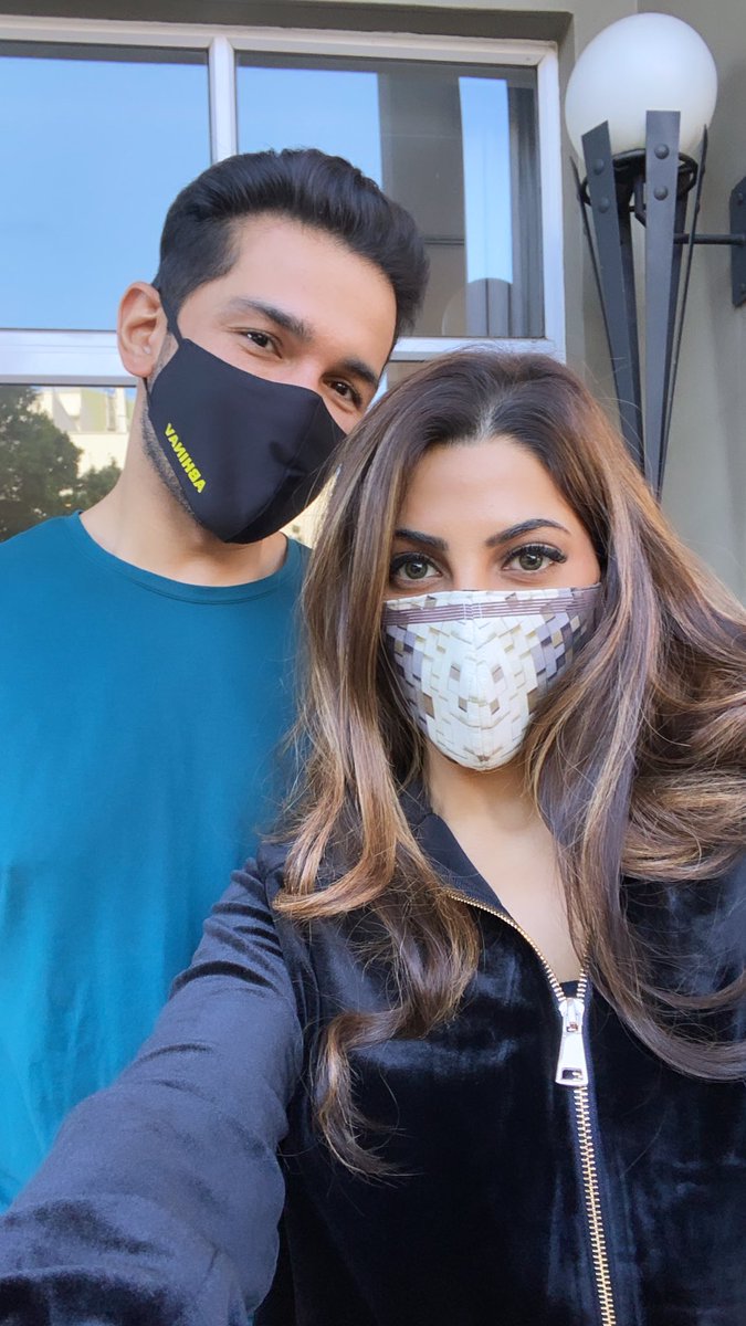 nikkitamboli's tweet photo. The people who make you smile from just seeing them,those are my favourite people @ashukla09 😍 miss you @rubinadilaik 😘 
#KKK11 #maskon #socialdistancing #capetown #abhinikk❤️ @colorstv https://t.co/kn4mkt9thx
