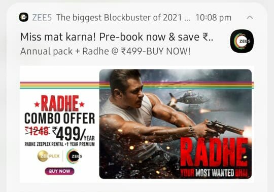 & Remember You Can Watch It Only 1 Time and You Don't Need Internet Connection For That, Once You've Taken The Subscription You Have 21 Days To Watch  #Radhe After Its Release On 13th May On  @ZEE5India App On Your Mobile!Next The ₹249 Rental On ZEEPLEX(3/n)