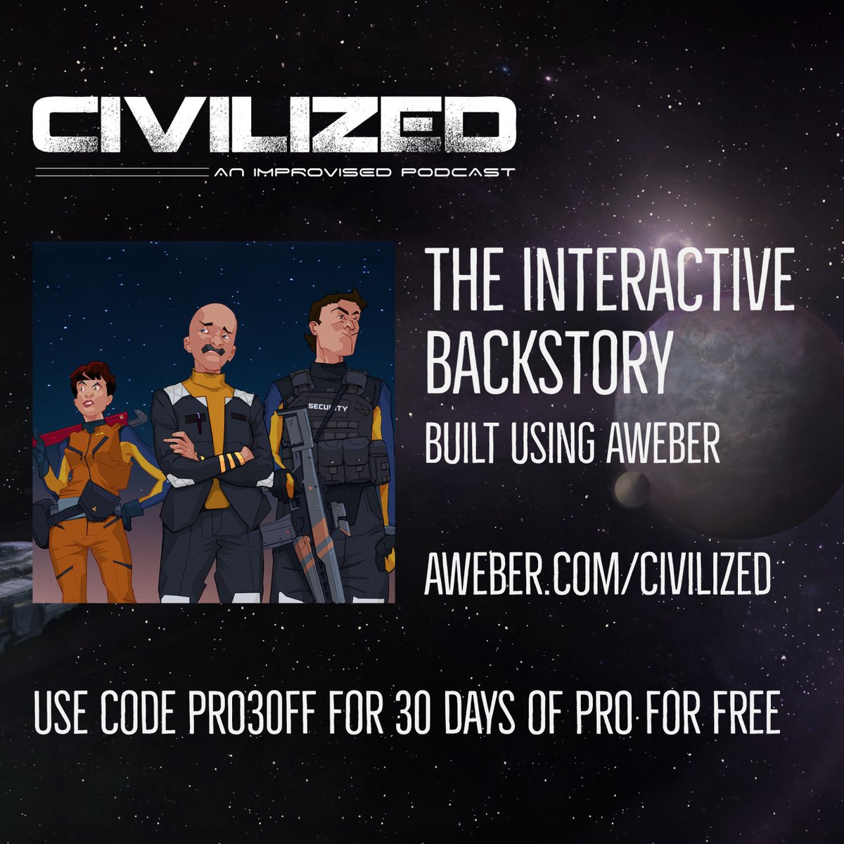If you are a creator, you need a healthy mailing list. We built our list through an interactive backstory built entirely with <a href="/AWeber/">AWeber</a> automation. You can do the same  and get a free month of PRO! Go to aweber.com/civilized and use code PRO30FF  #Sponsored