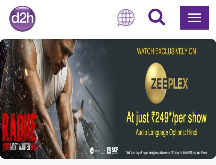 ZEEPLEX On  http://Zee5.com  Website and  @ZEE5India Mobile App Toh Hogaya!Now Time For ZEE PLEX On Television!Only People With These 4 Setup Box Can Rent  #Radhe On Their TelevisionsVideocon D2HTataSkyAirtel DTHDishTVCable Pe Nahi Chalega (7/n)