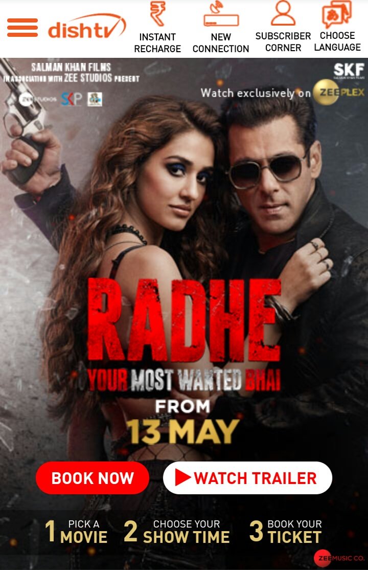 ZEEPLEX On  http://Zee5.com  Website and  @ZEE5India Mobile App Toh Hogaya!Now Time For ZEE PLEX On Television!Only People With These 4 Setup Box Can Rent  #Radhe On Their TelevisionsVideocon D2HTataSkyAirtel DTHDishTVCable Pe Nahi Chalega (7/n)