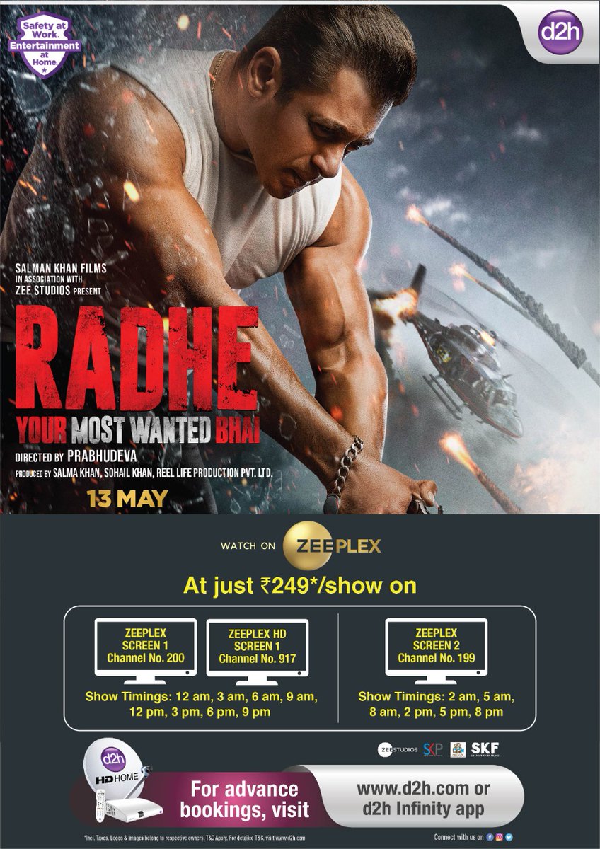 If You've These 4 Setup Box Active and Running You Can Rent  #Radhe On Your TV, You Need The Mobile Number Registered With Your Setup Box and Customer ID![NO. 1] For All The Videocon ( @officiald2h) Subscribers!Visit   http://www.d2h.com  or The D2h Infinity App (8/n)