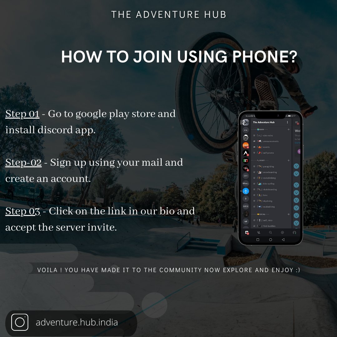 TAH_India_'s tweet image. How to join our community ?

It is pretty simple!! Join just like you would join any other discord server :)

//Refer images below to get a better idea//

tags ignore :/
#extremesports #adventuresports #adventurecommunity #adventure #travel #sports