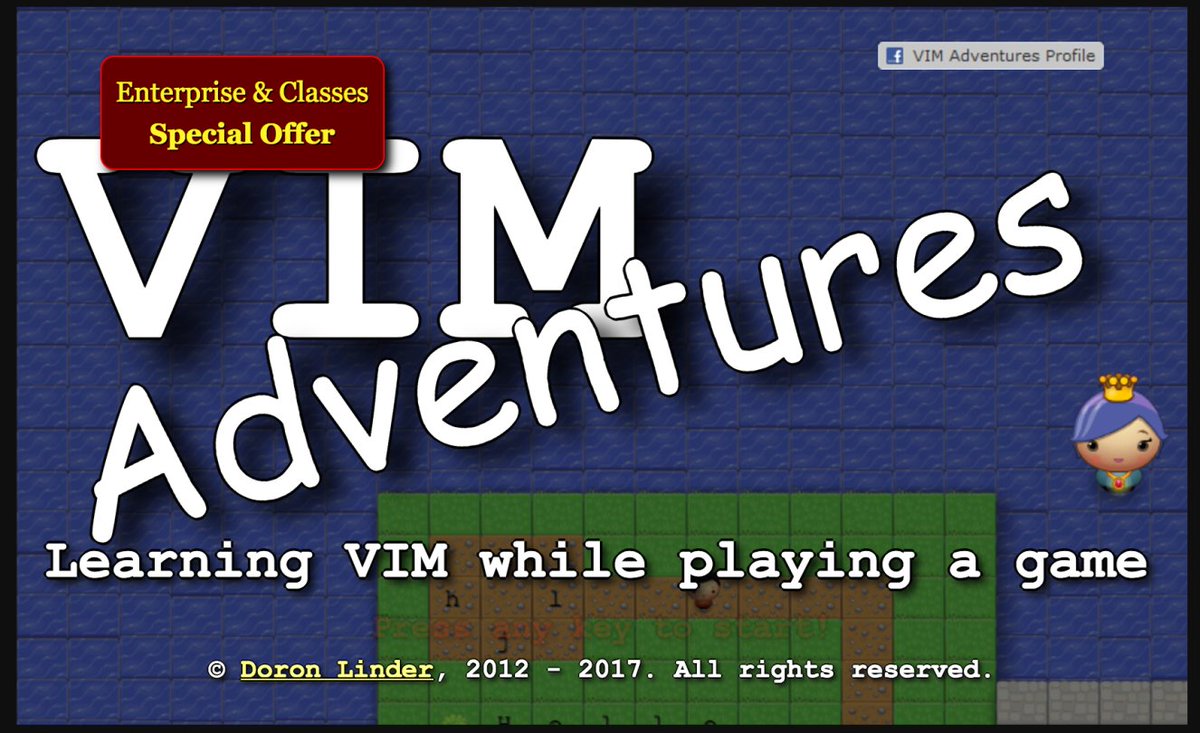 arlukas's tweet image. ¿Quieres aprender #VIM? Puedes empezar probando #vimadventures, vim-adventures.com. Y si has dado el salto a instalarlo, ejecuta #vimtutor en la #terminal para dar los primero pasos.