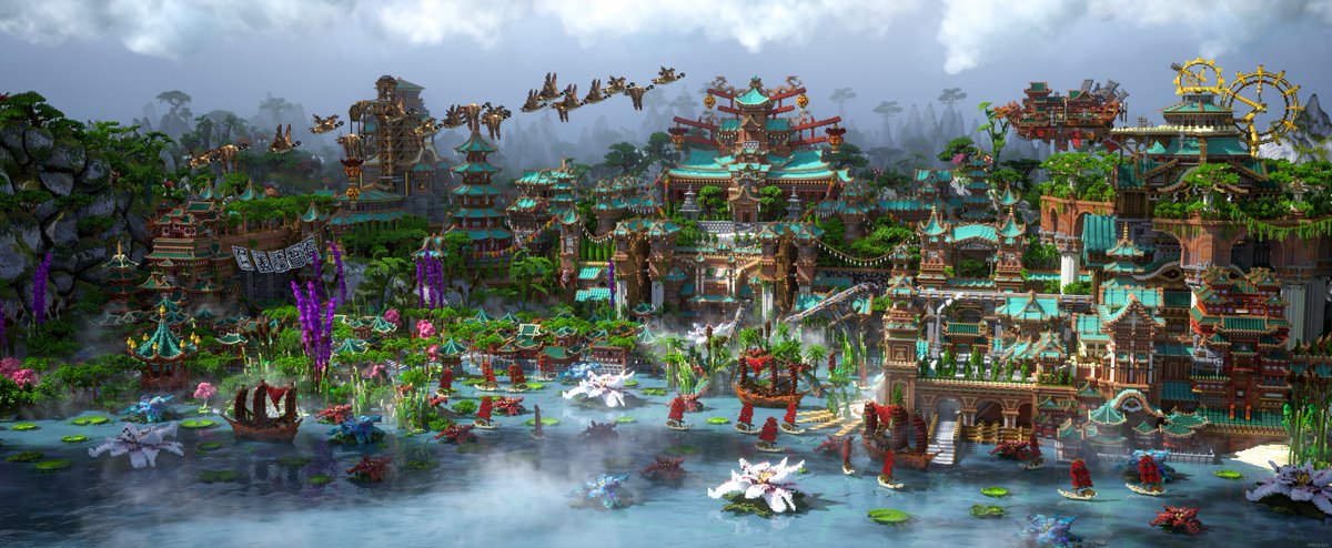 Frenchfry0112's tweet image. [武陵仙鄕圖 | The flight of twilight]
This is one of my favorite picture XD
rendered by @Omegafoxxx ❤️❤️
#minecraft #minecraft建築コミュ #Minecraftbuilds #voxelart