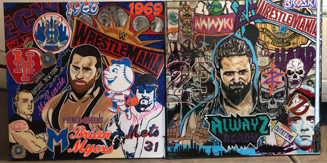 MajorPodNetwork's tweet photo. In the @MajorWFPod @Patreon exclusive Facebook group, @Myers_Wrestling &amp; @TheMattCardona are doing a MAJOR RAFFLE to support @Joerhyno in his fight against cancer.

Win one of @Here4ThePod's paintings that were in the #LIVE7 vlog (https://t.co/sQSjTEWszd)

https://t.co/54v6ZB0T41 https://t.co/SAWAEgEeit