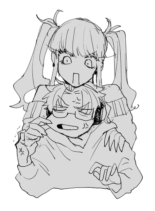集中するアレンをいじるアンとハジュンの絵です 