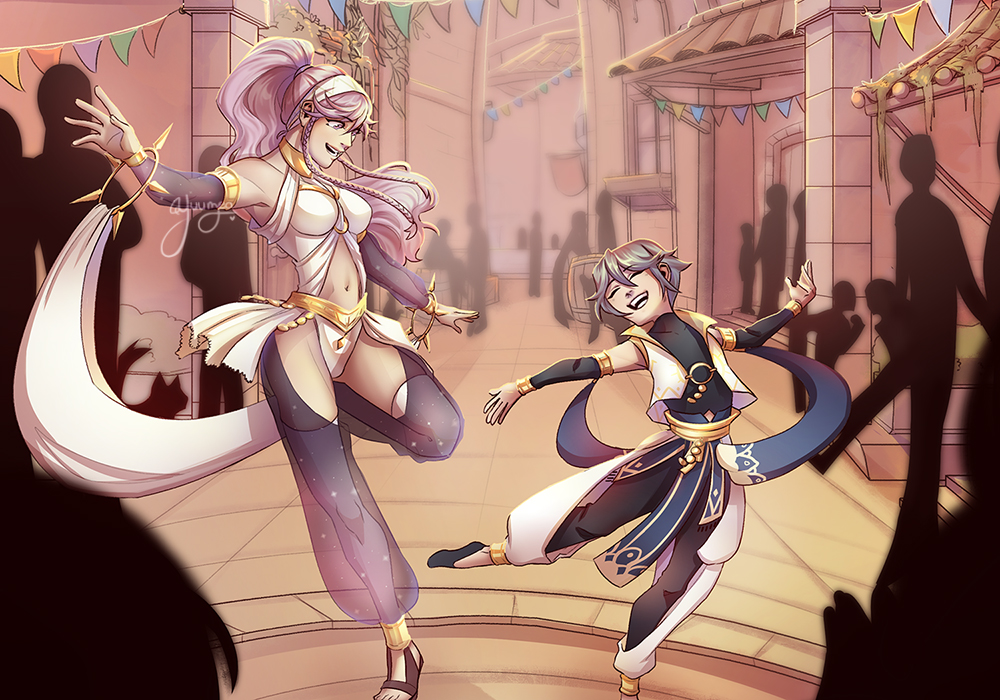 I am a bit late, but i am happy to share the full illustration I did for <a href="/AnotherturnFE/">Another Turn vol. II</a> !
Thank you for having me and to everybody who supported the zine ♥✨