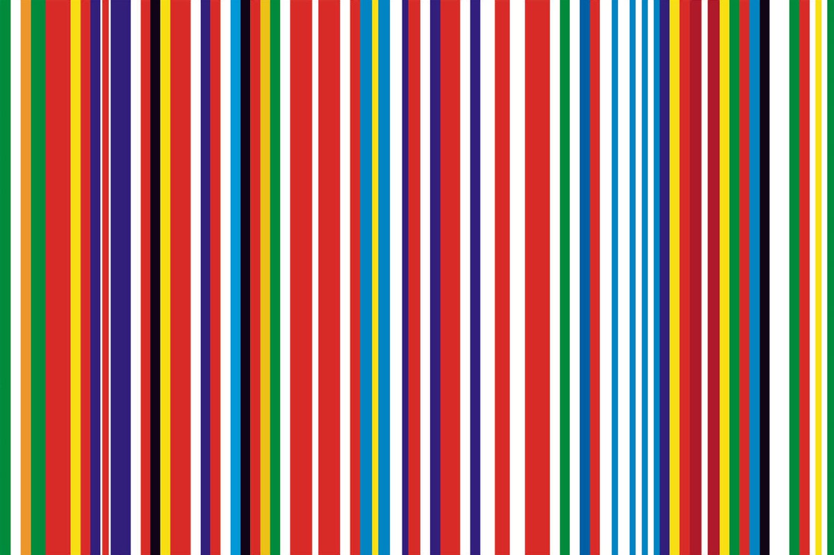 This ‘European Barcode’ flag is more modern than the previous flags and comes courtesy of designer and architect Rem Koolhaas. This flag looked to incorporate the flag colours of each EU country into one smorgasbord of colour.