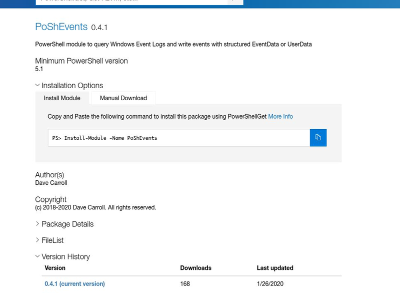 AndySvints's tweet photo. #Module: PoShEvents
Author: Dave Carroll
ProjectUri: https://t.co/vgCNrc9ORg
PowerShell module to query Windows Event Logs and write events with structured EventData or UserData

#AndySvints #RandomPSModule #PoShEvents #Events #EventLogs https://t.co/nqDb9Br2Mb