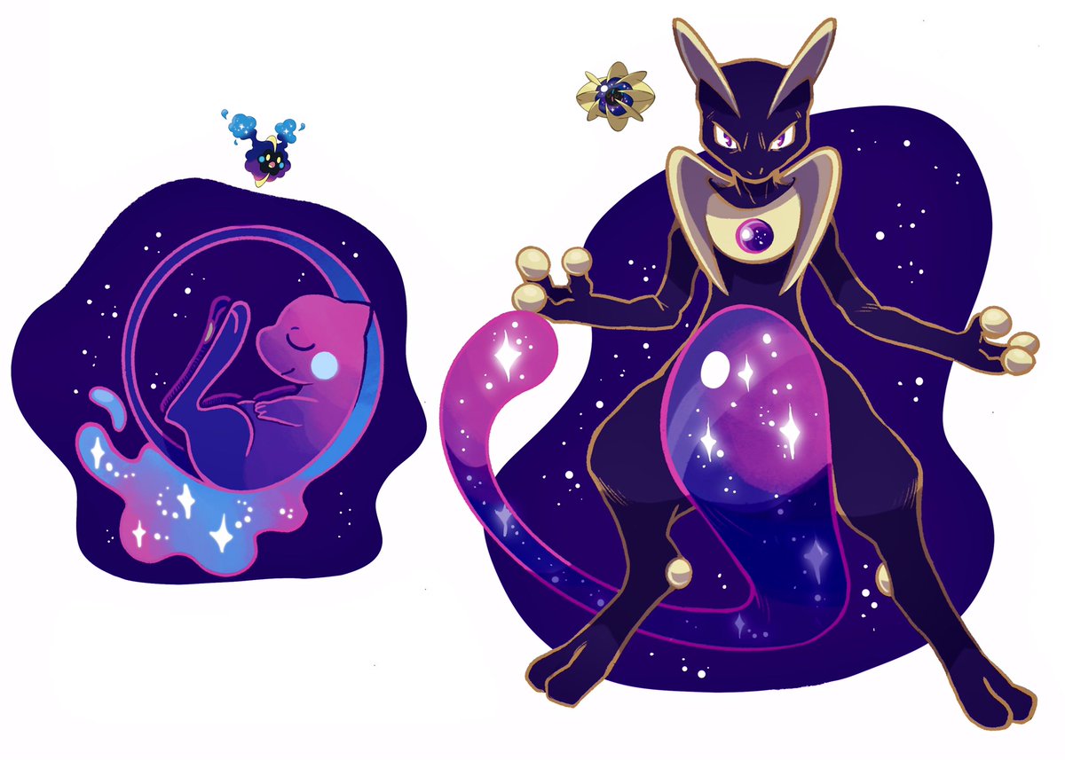 「Cosmic Mew and Mewtwo ✨ 」|☁️FlyingRotten☁️のイラスト