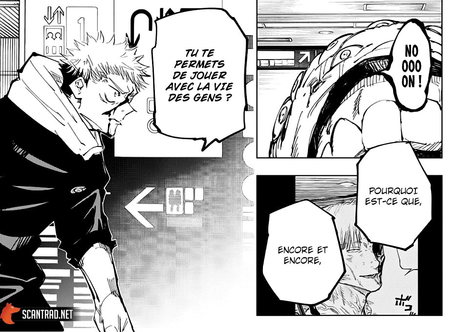 Pendant la confrontation finale opposant Yuuji et Mahito , Yuuji dans l’incompréhension fini par demander à Mahito pourquoi il s’amuse avec la vie des autres