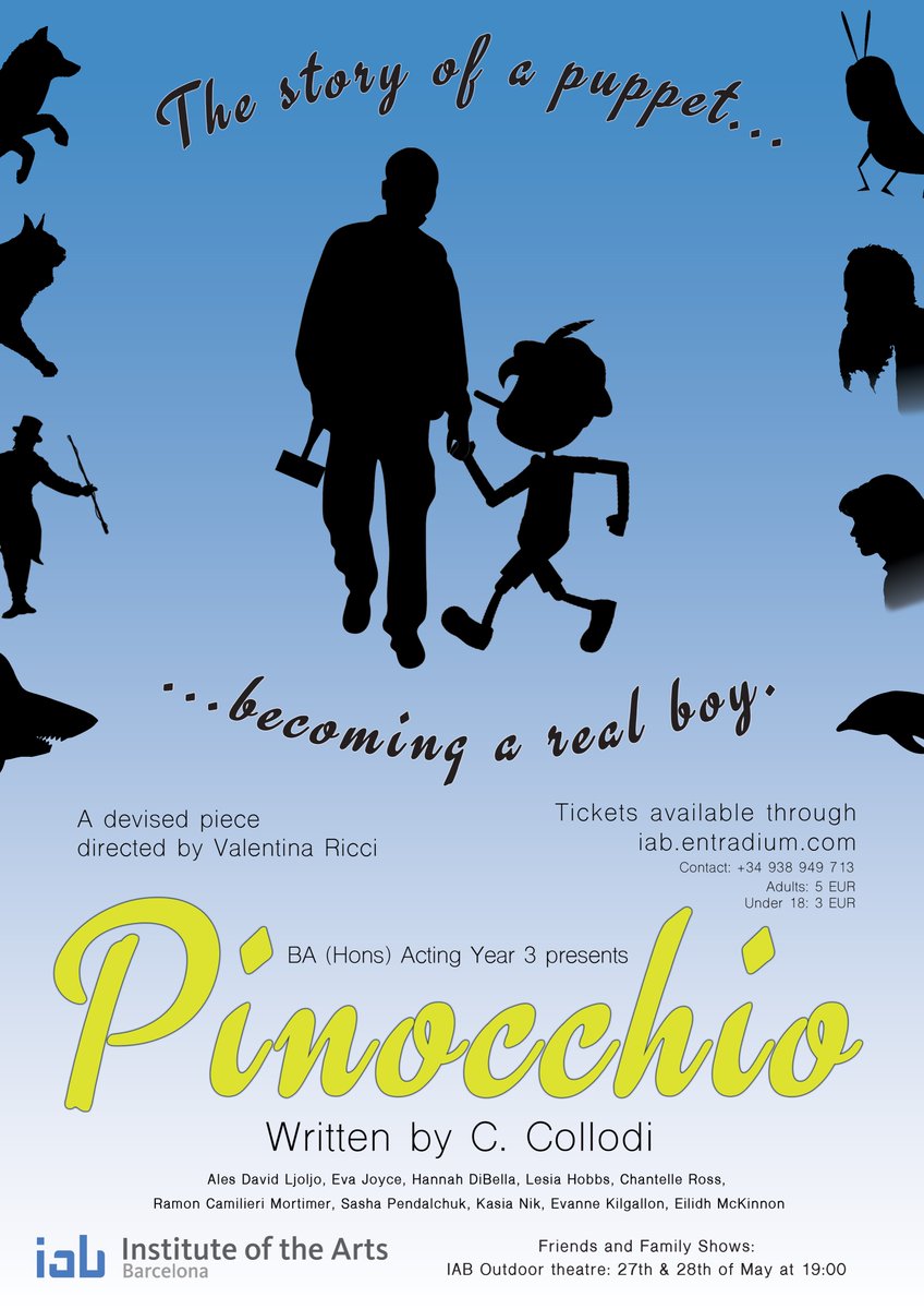 We are excited to unveil the stunning posters that the students have created for their devised shows. ⁠
⁠
Both projects have been overseen by Valentina Ricci. ⁠
⁠
🎟️ Tickets are now available at iab.entradium.com/events/

🇪🇸Pinocho | 19 - 29 May ⁠
🇬🇧Pinocchio | 27 - 28 May⁠