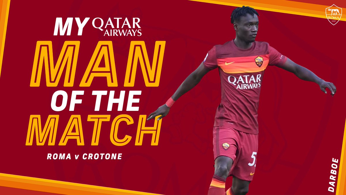 ASRomaEN's tweet photo. 🔁 Retweet if Ebrima Darboe was your #ASRoma @qatarairways Man of the Match against Crotone https://t.co/G3ciSQuAXO