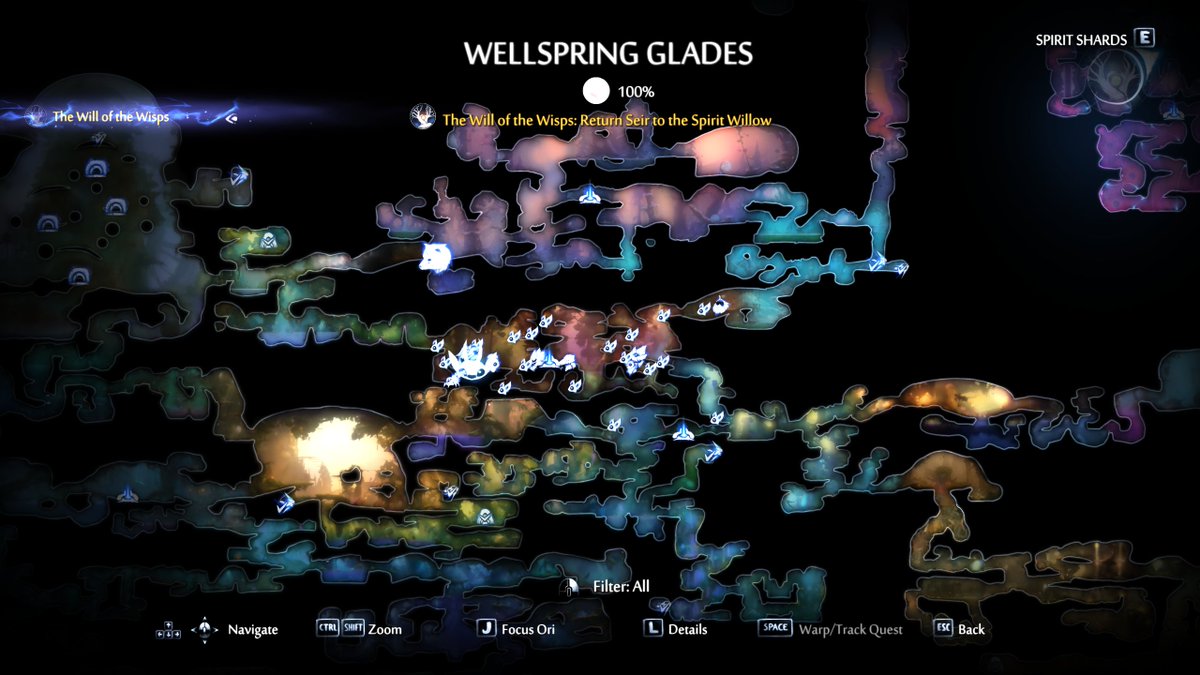 However, there is a big difference between Dirtmouth and Well Spring Glades, that is the location in their respective worlds. The first one is located on the upper part of the map and the second is in the centre. With this change, the feeling of the world changes completely: