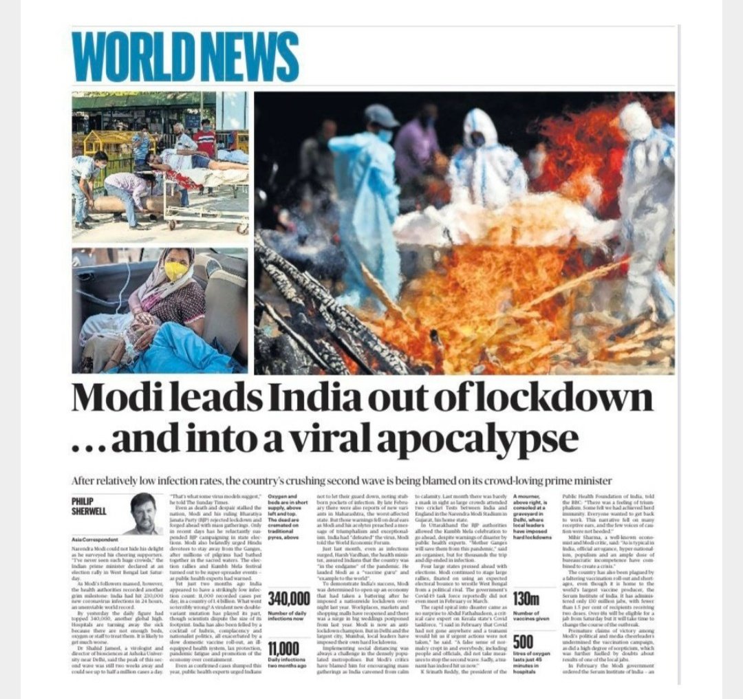 And then  @australian On April 25th  https://www.theaustralian.com.au/world/the-times/modi-leads-india-out-of-lockdownand-into-a-covid-apocalypse/news-story/d69c1c555e036886300a710769e9936d #ModiMadeDisaster4/n