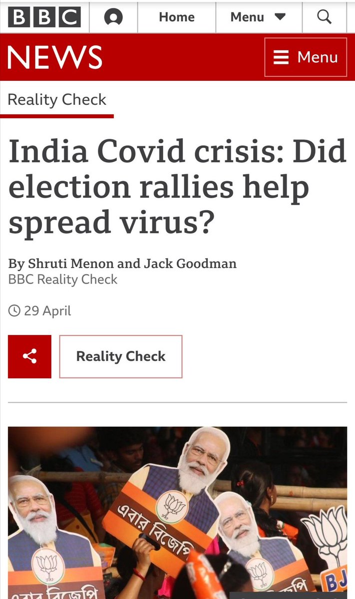 The  @BBC reported as well  https://www.bbc.com/news/world-asia-56858403 #ModiMadeDisaster 7/n