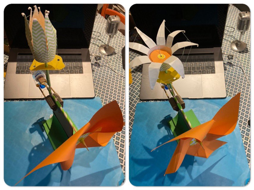Blossoming daisy spring wind contraption. Made out of strings, cardboard, paper, skewer and an upcycled glue dispenser (for the gears).The best Labor Day I could think of: inspiring and mind-blowingly diving deep into #tinkering, like a meditation. #WICOworldtour Japanese session