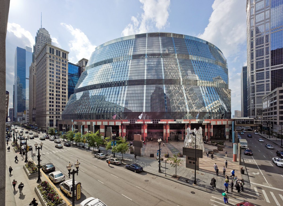 This is his incomparably brilliant and cathedral-esque State of Illinois Center (1985), a publuc building in Chicago (which is sadly under threat of demolition)-photo from  http://archpaper.com/2018/11/sale-o …