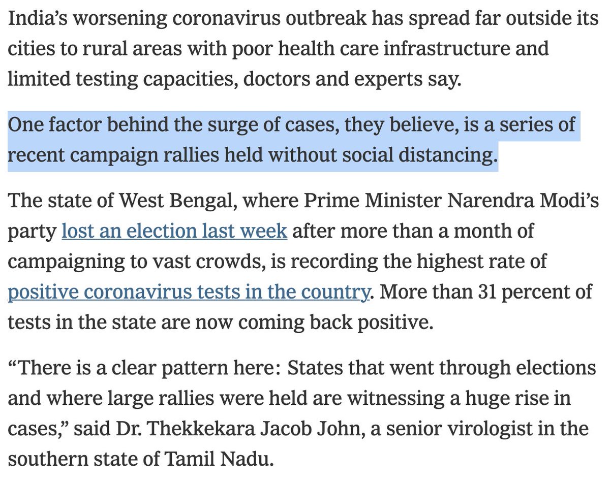 celinegounder's tweet photo. One of the factors behind COVID surge in rural parts of India?
Political campaign rallies
https://t.co/hb3GKPGHRr https://t.co/CISVpMvQY6
