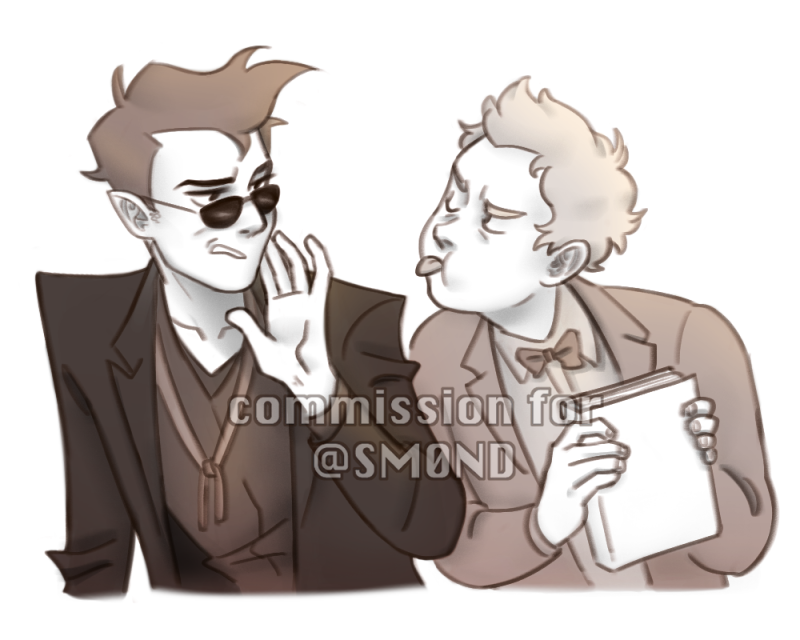 caboosery's tweet photo. had a lot of fun with this #goodomens comm I got to do for @SM0ND :) https://t.co/mU95vXKudF