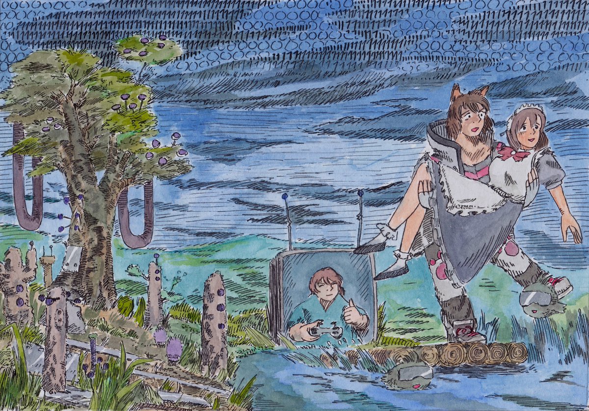 noisedensity's tweet photo. Hello. Ok a bit close. Here is also my contribution for the drawing competition. I had a lot fun drawing it :D
#digikomi2021 #tomokochan #fiskyart @DoKomi https://t.co/NOXvL2dQ5r