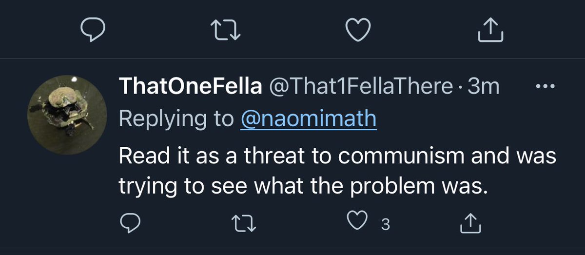 The best part of  @naomimath trying to troll like a Republican is the comments only underline her views. (Clue they are the same as the John birch society)