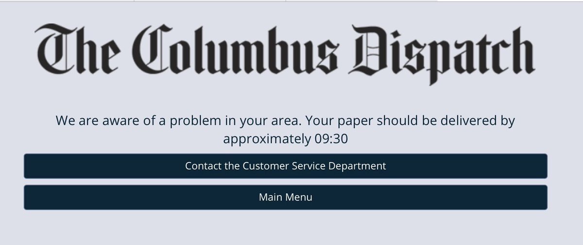 c__eastman's tweet photo. @DispatchAlerts - This message is WAY more common than it should be.  If the presses are down, I get it but it is becoming so common it reads like “We know we are not making our commitments” with no recourse. https://t.co/WCjxF3kqID