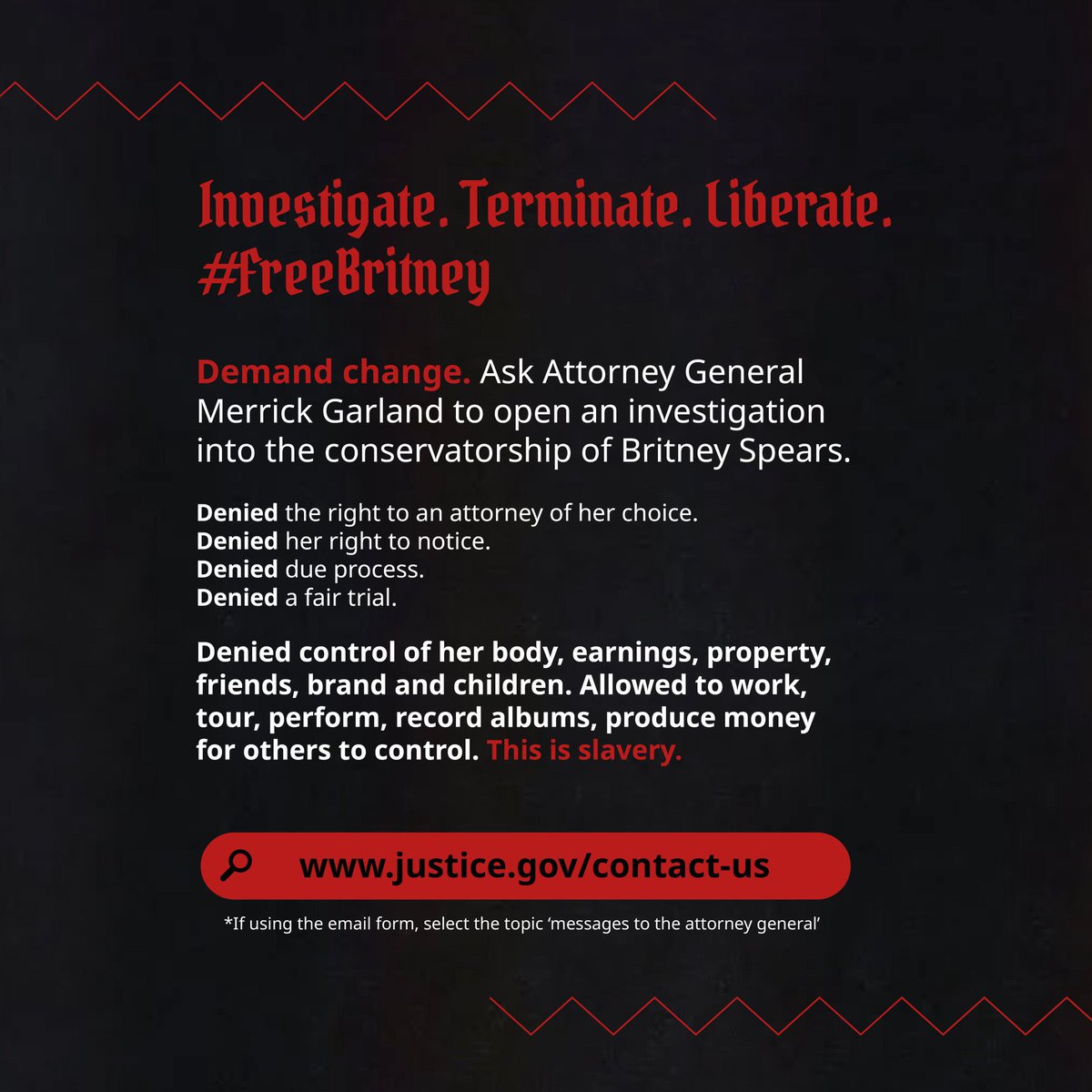 -against Britney. And the truth is ending the conservatorship or getting a full investigation would expose both sides, not just Jamie. IMO Sam is not defensible. (4/4)  #FreeBritney  #EndConservatorshipAbuse  http://inghamenditnow.com 