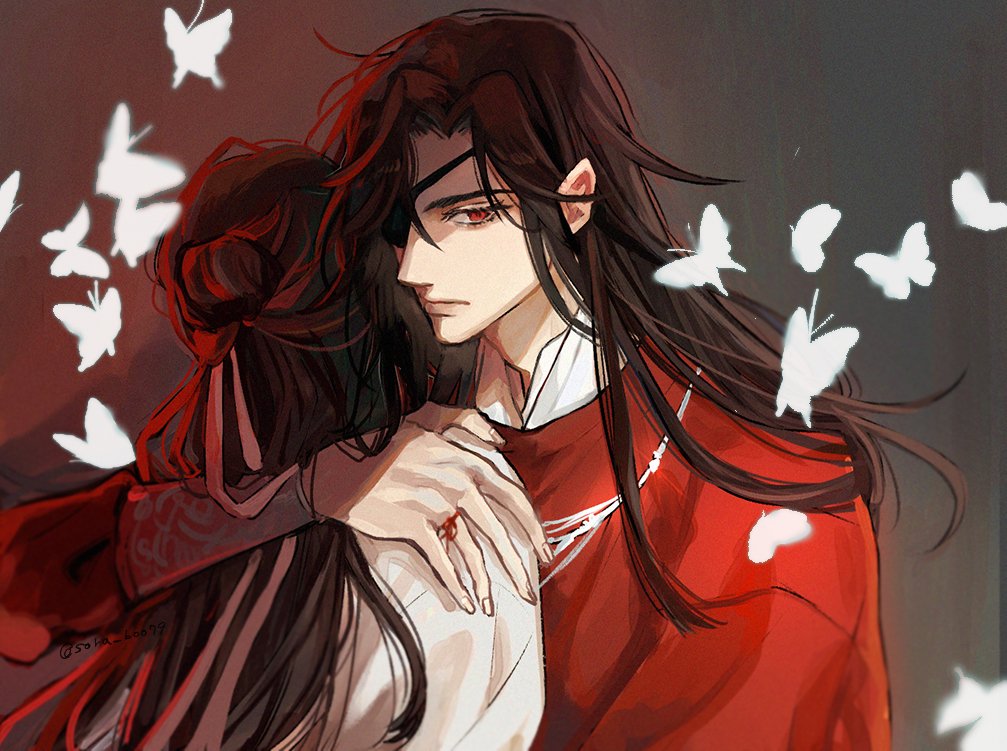 white butterfly long hair bug 2boys butterfly multiple boys male focus  illustration images