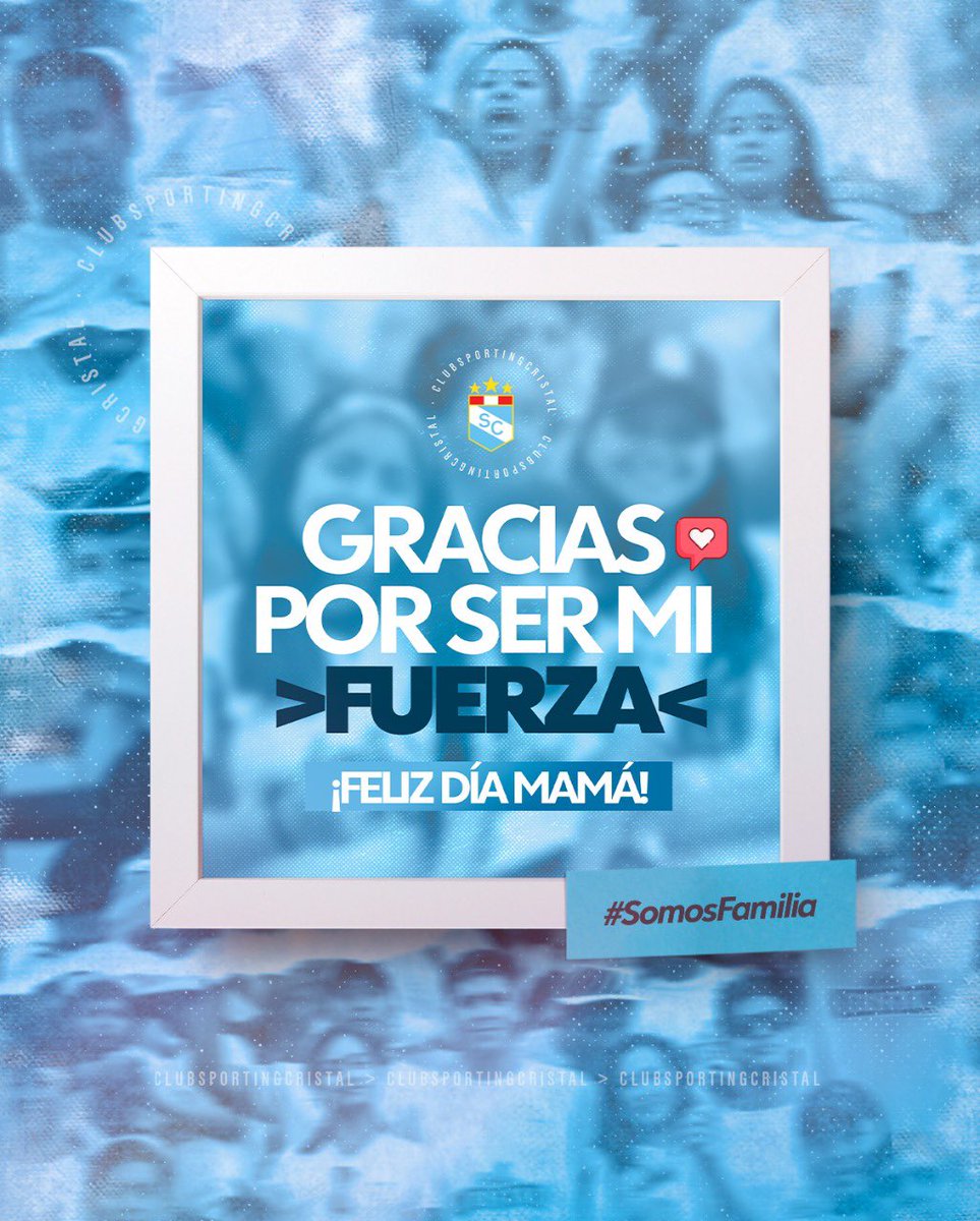ClubSCristal's tweet photo. 💟 La que nos apoya desde el inicio, nos alienta día a día a seguir y solo quiere lo mejor para nosotros.

Saludamos a cada una de las madres pero en especial a nuestras mamás celestes.

💙👩 ¡Feliz #DíaDeLaMadre!

#FuerzaCristal 
#SomosFamilia https://t.co/Z78GsrvKfb