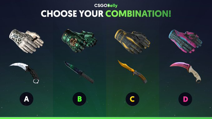 CSGOSelly's tweet image. Choose your combination! 😎

Let us know below which one is your favourite 💝