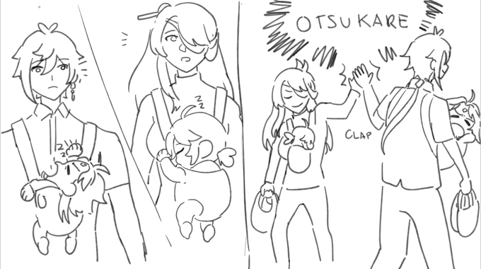 beidou and zhongli, single dads meeting each other by chance 