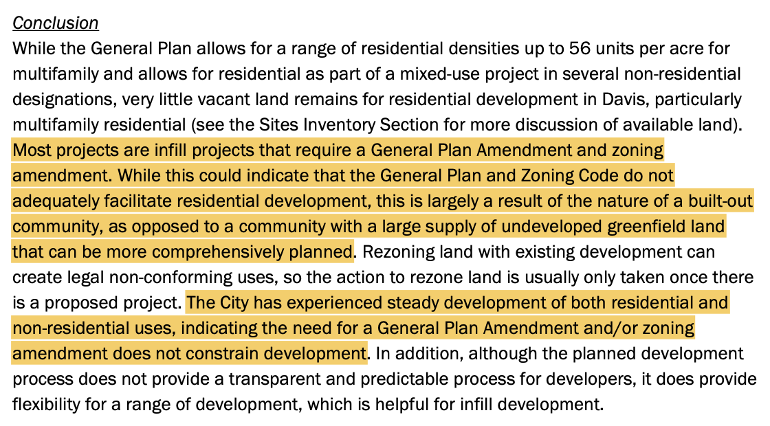 Also, city's "steady growth" proves that "need for a GP and / or zoning amendment does not constrain development." 18/n(A statement made w/o any reference to normal or healthy rate of growth for city with Davis-level prices & transit.)