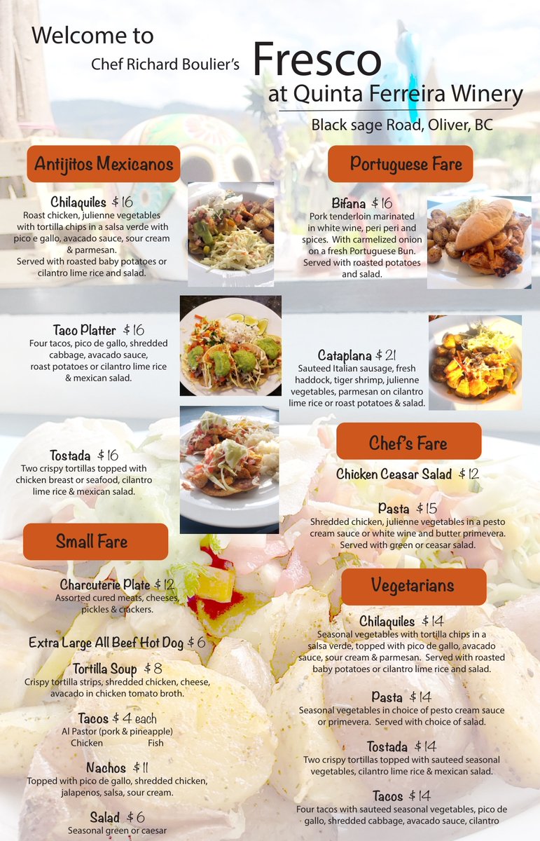 Happy Mother's Day. Today, moms dine for free compliments of Chef Boulier. His kitchen opens at 11am. Here is the menu you can enjoy Saturday's + Sunday's during May (more days/hours coming in June) come in for lunch and grab a glass of wine and enjoy the sunshine on our patio.