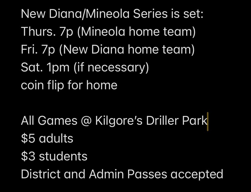 New Diana win Game 1: 11-1 Fri. Game 2: 8-1 on Sat. vs. Troup. Next up Area & Mineola! #WEoverME #SOAR @3ATxHsBaseball @TxHS_Baseball @lnjsports @ND_Boosters @NEW_DIANA_ISD