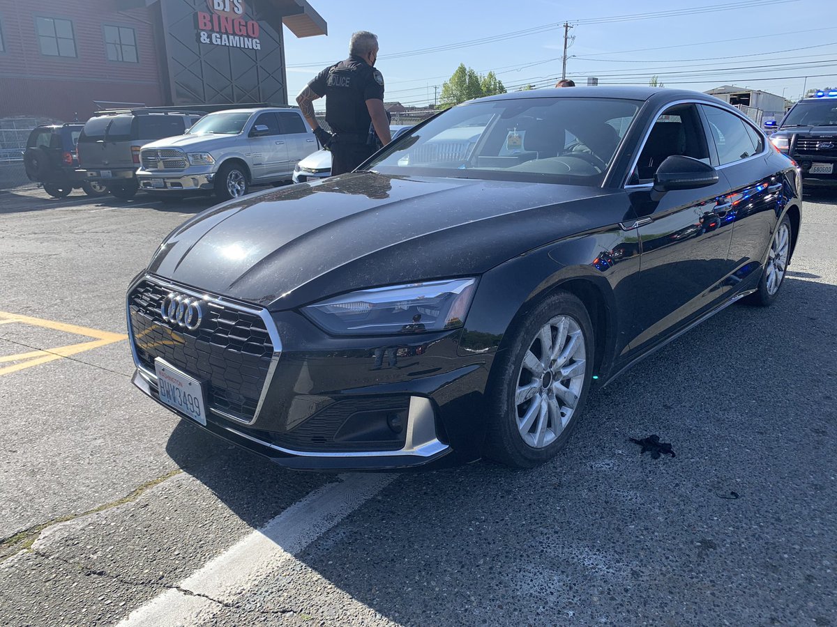 PugetSoundATTF's tweet photo. Detectives spot Audi being driven with switched plates in Fife. @FifePD make a traffic stop and take 2 into custody. Search warrant finds handgun in vehicle which the driver is prohibited from possessing. Audi was reported stolen in April. #psatt #teamwork #fifewa #autotheft https://t.co/TPseEMObYO