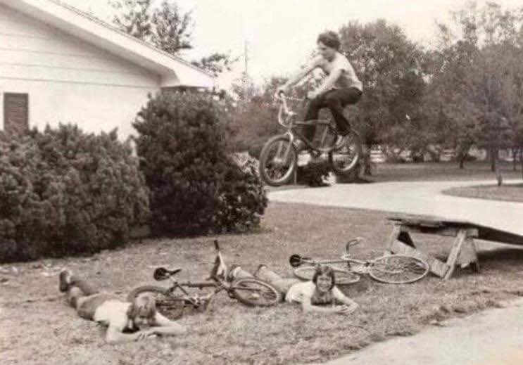 That's tiiight!!... But did you ever lay down and play 'Evel Knievel'?? #70sKids