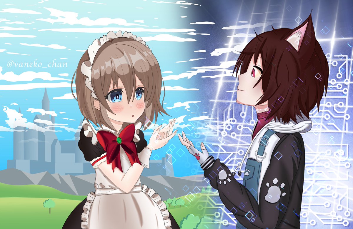 andro_doll's tweet photo. ❝Can you tell the difference between the virtual world and the real world?❞
Here's my contribution to this year's DoKomi drawing competition! I'm a little late, but better late than never c:
@DoKomi #digikomi2021 #tomokochan #fiskyart https://t.co/oD5UgjxDic