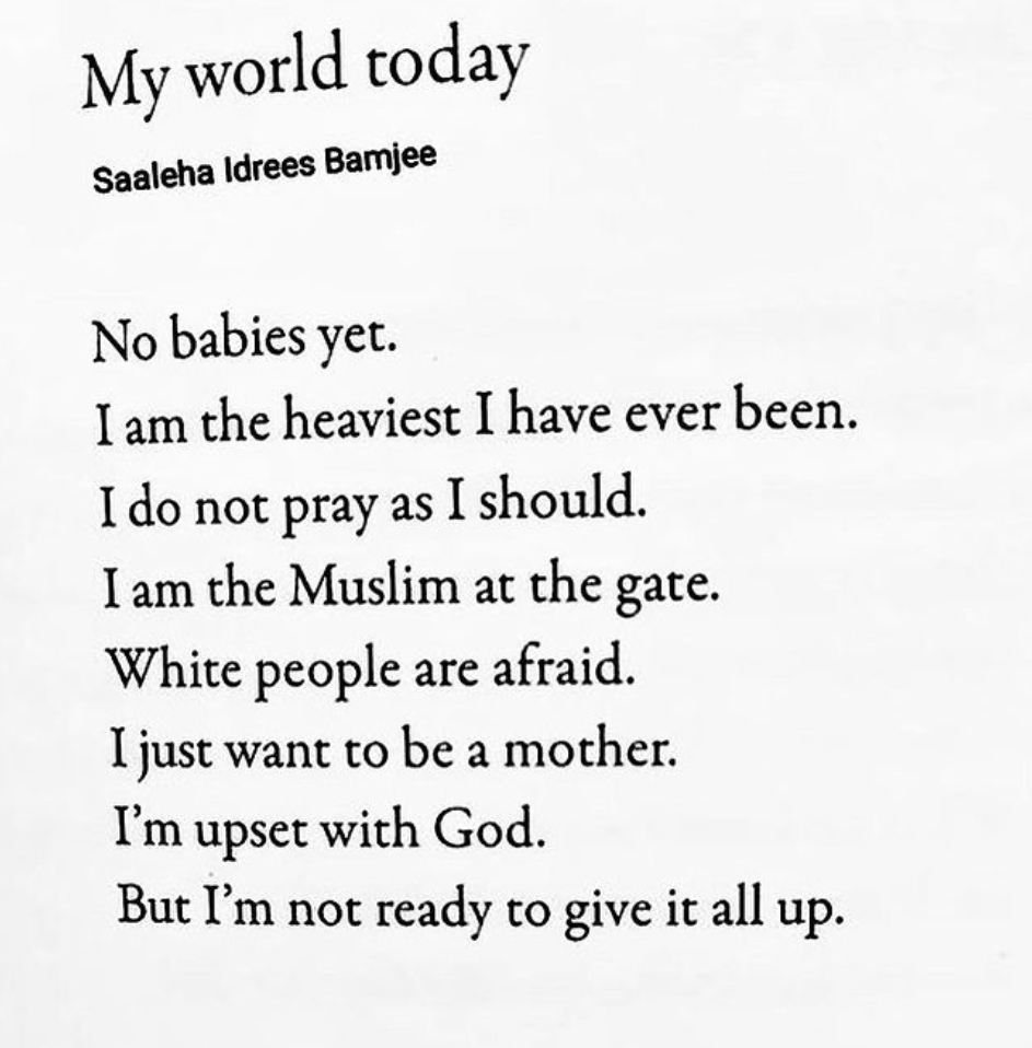 For those struggling to be mothers, or to balance their motherhood with other aspects of their lives - or feel a sense of resentment/shame about it. You can read the whole of Plath’s poem here:  https://utmedhumanities.wordpress.com/2014/10/13/three-women-a-poem-for-three-voices-sylvia-plath/