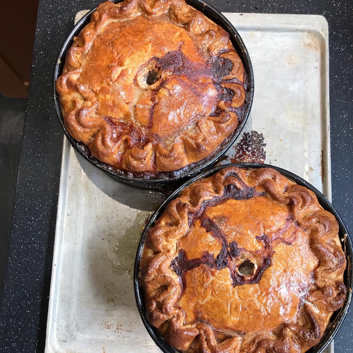 Just out of the oven ready to send out on delivery to Felixstowe Deli tomorrow! These <a href="/BlythburghPork/">Blythburgh Pork</a> pies are going down a storm! #freerangepork #porkpies #hotwatercrustpastry #piebytheslice #yum