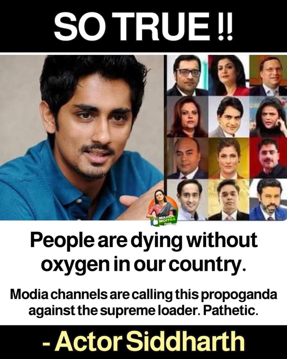 VikrantChandek1's tweet photo. Shame.! Shame !
People are dying without oxygen in our country.

Modia channels are calling this propoganda against the supreme loader. Pathetic.

Resign and Get lost
#ResignHarshvardhan 
#SpinelessBJP 
#GodiMedia https://t.co/EwivLb40EF