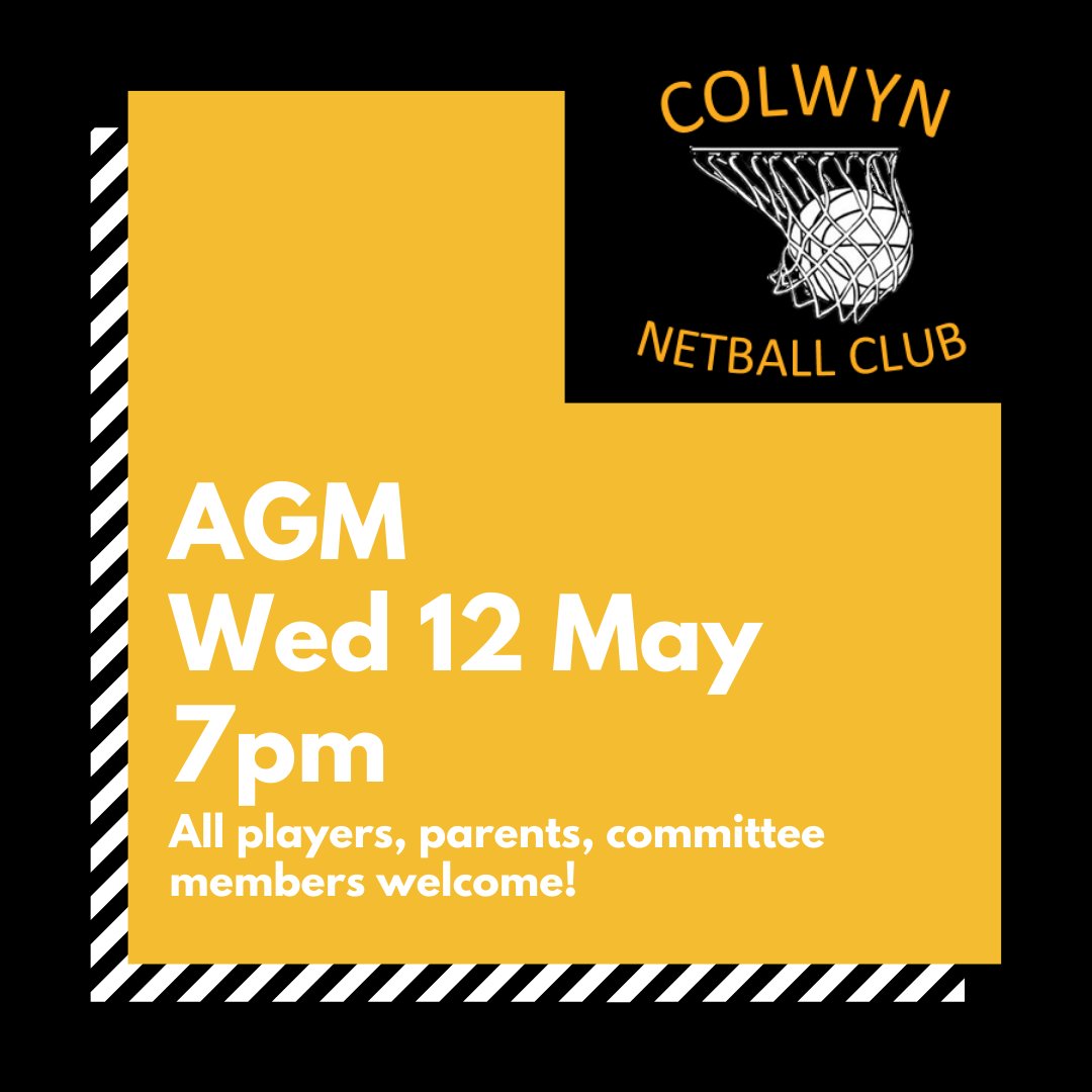The #colwynnetball AGM is coming up on Wednesday at 7pm 🏀

We hope to see as many of your lovely faces as possible. Amongst other things, we'll be discussing a plan for getting back to training 💪🙌 

Please message to request the Zoom link!