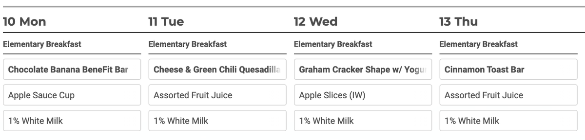 CIMSIB's tweet photo. Breakfast and lunch menus for the week. https://t.co/oZgFVt9MID