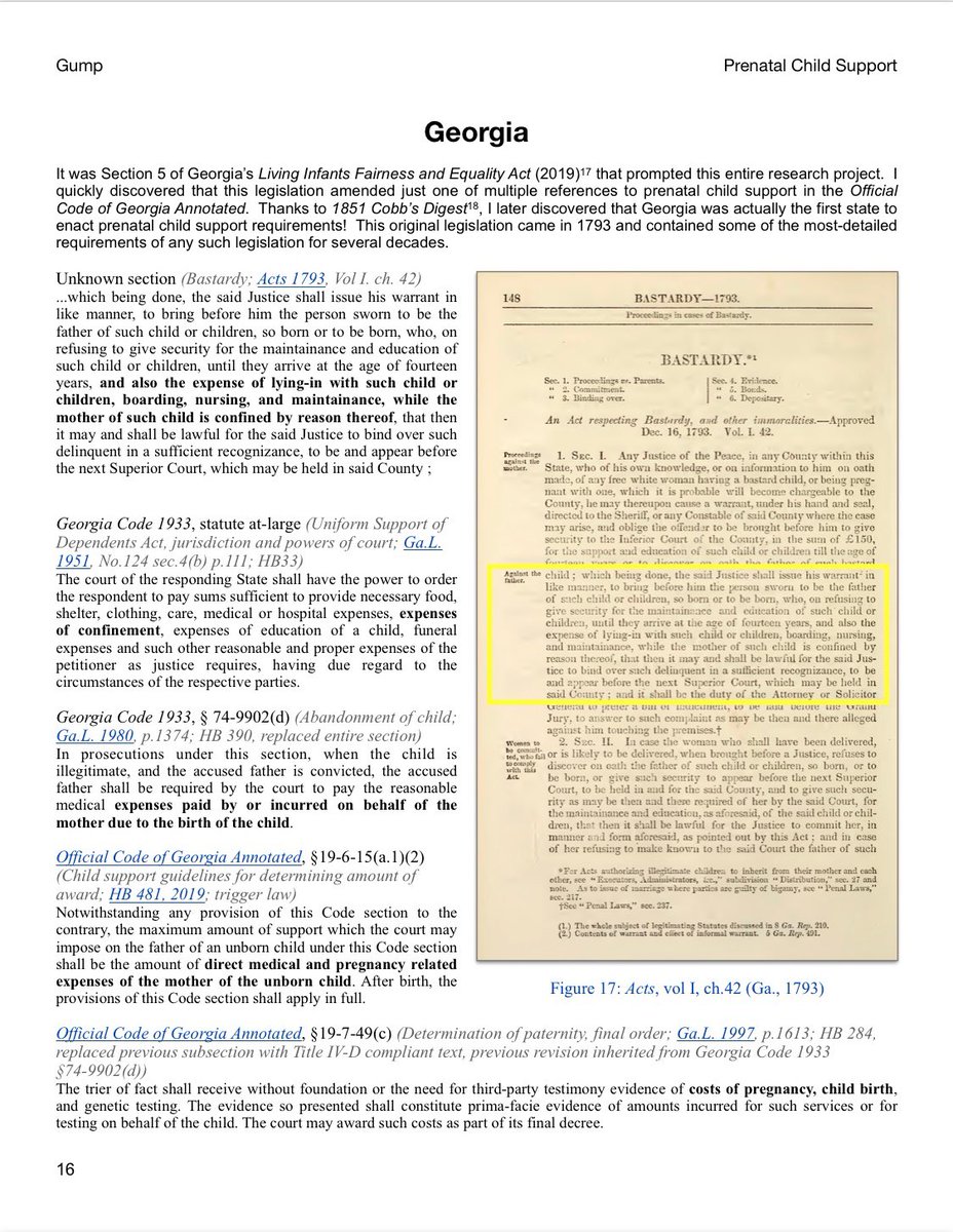 Last year, I published Prenatal Child Support Across the United States, a book w/ original legislation scans for every state/territory going back as far as 1793.I originally started researching legal history after seeing how the mainstream media gave no effort in research.1/