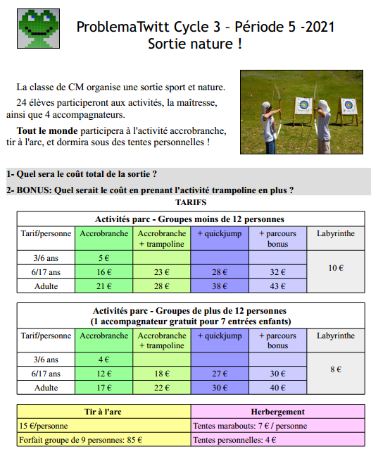 ProblemaTwitt's tweet image. 🚨Pour cette période, nous proposons le problème tombé à l&apos;eau en mars 2020 😷
Lecture de tableaux au programme !
Inscriptions jusqu&apos;au 20/05 :
➡️C2 : docs.google.com/forms/d/e/1FAI…
➡️C3 : docs.google.com/forms/d/e/1FAI…
🎯Les problèmes : sites.google.com/view/problemat…
Bons problèmes à tous ! 😊