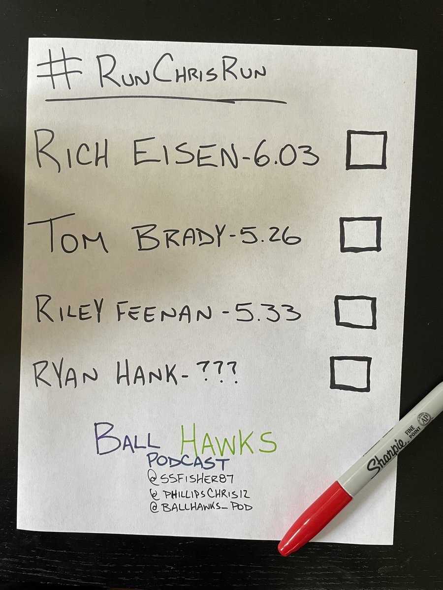 phillipschris12's tweet photo. The hit list is complete @always90four @BigCanada79 @richeisen @TomBrady #RunChrisRun
Also letβs not forget this is for charity for @BCCHF please donate if you can https://t.co/iQxCdaNYtd