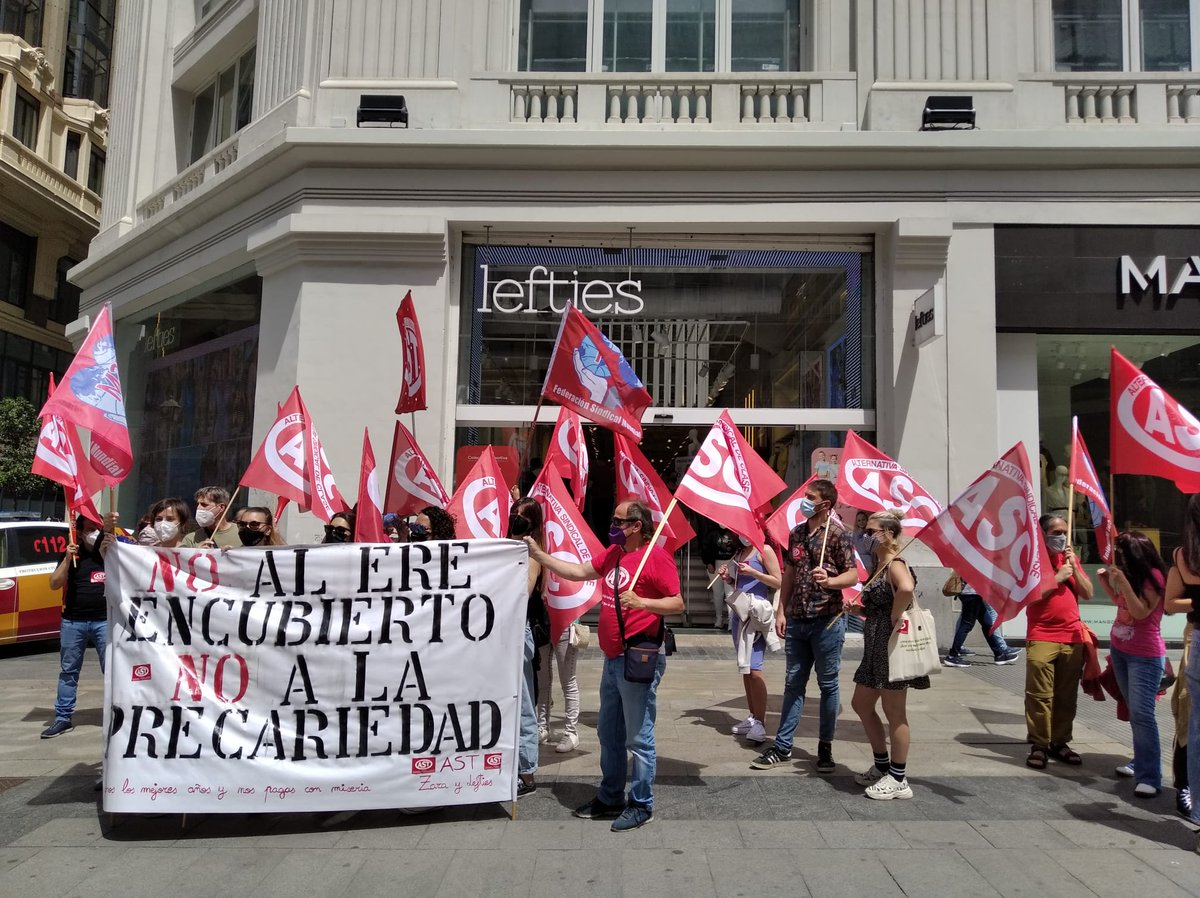 09-05-2021. Jornada de huelga en Zara y Lefties Madrid (Grupo Inditex), por la defensa de los puestos de trabajo, en contra del ERE encubierto firmado por la dirección de la empresa, CCOO y UGT